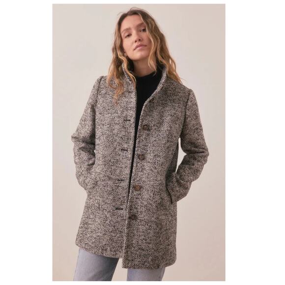 Marine Layer Stephanie Herringbone Cocoon Coat Size XL - Picture 1 of 15